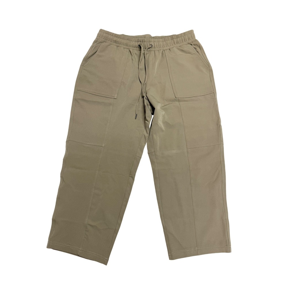 Mens Tan Khaki Technical Stretch Mondetta Wide Leg Drawstring Utility Pant Sz XL